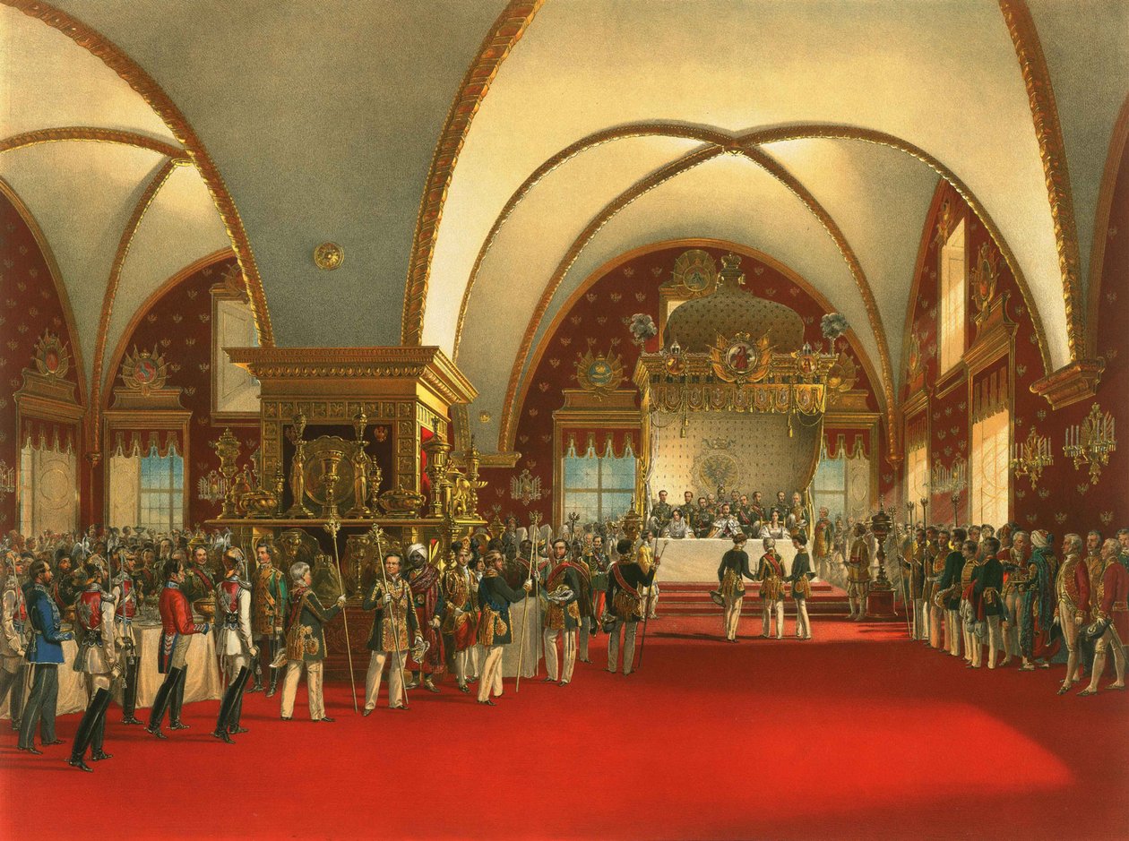 Kroningsbanket af zar Alexander II (1856) i facets palads hovedsal af Georg Wilhelm Timm