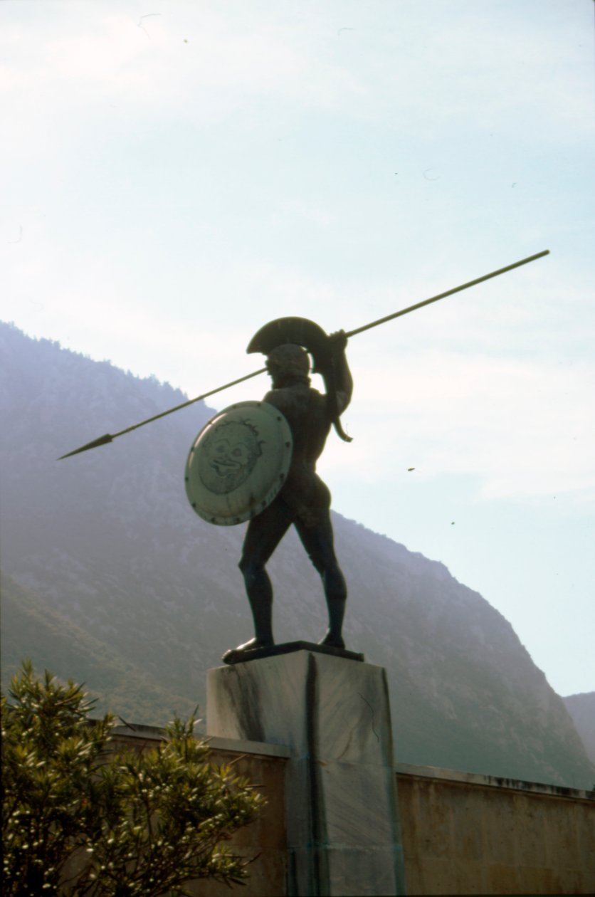 Bronzestatue af Leonidas ved Thermopylae, c20. århundrede af Vasos Falireas