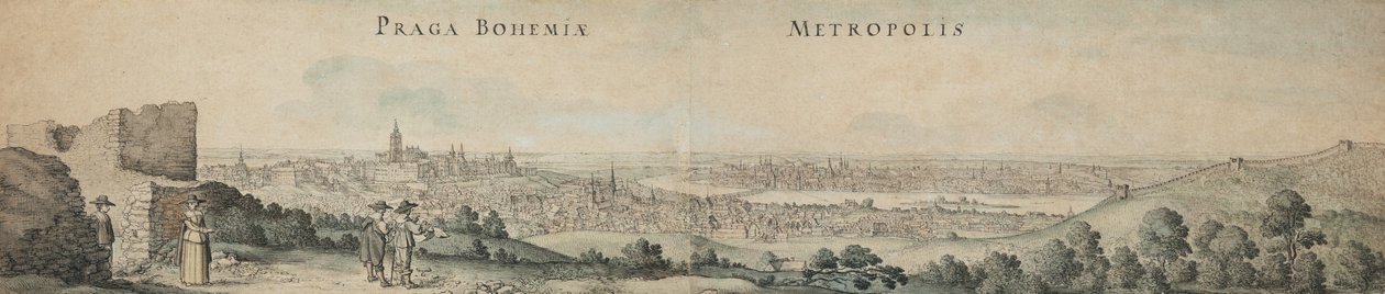 Fantastisk udsigt over Prag af Václav Hollar