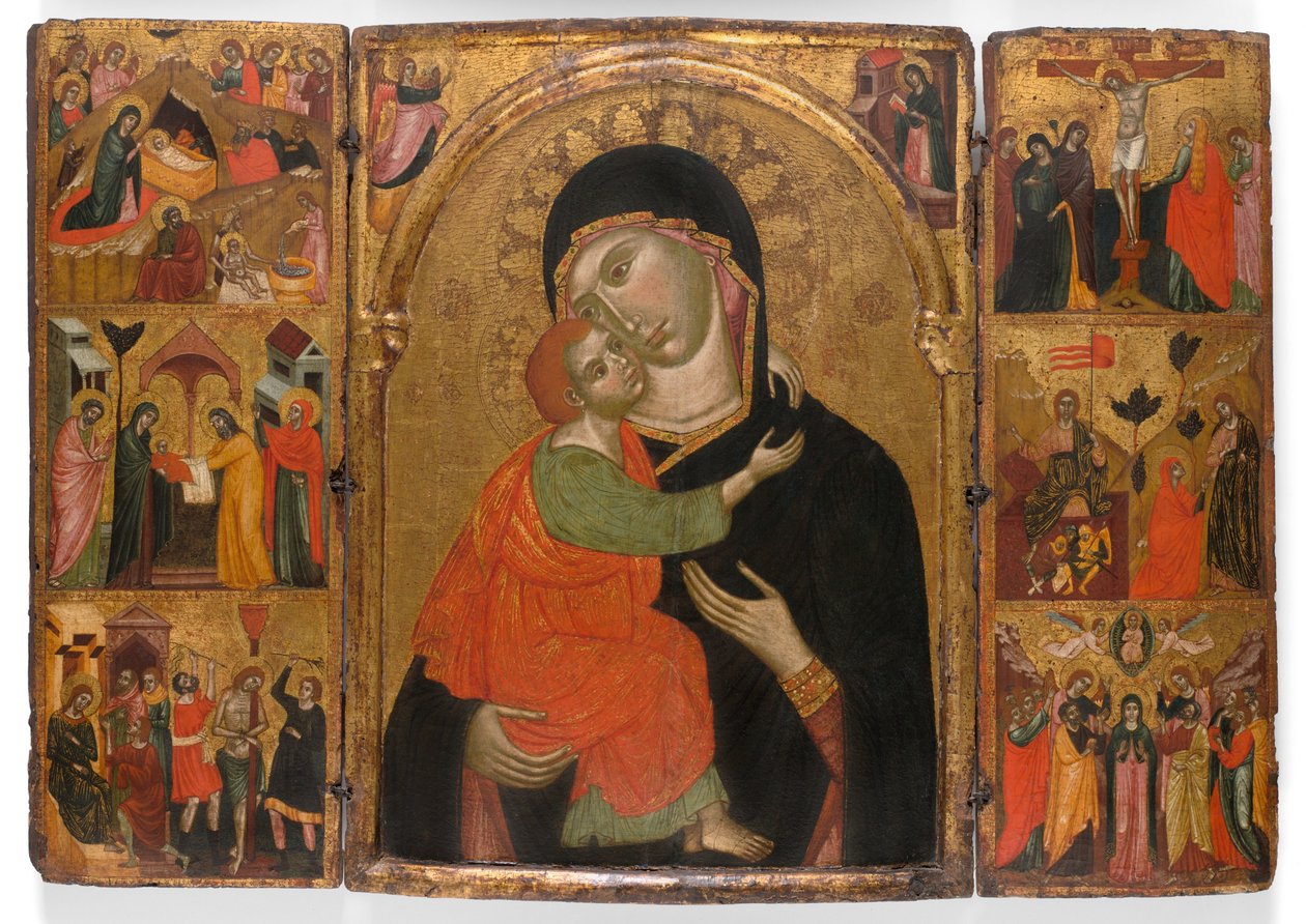 Triptykon af Jomfruen og barnet med scener fra Kristi liv af Venetian
