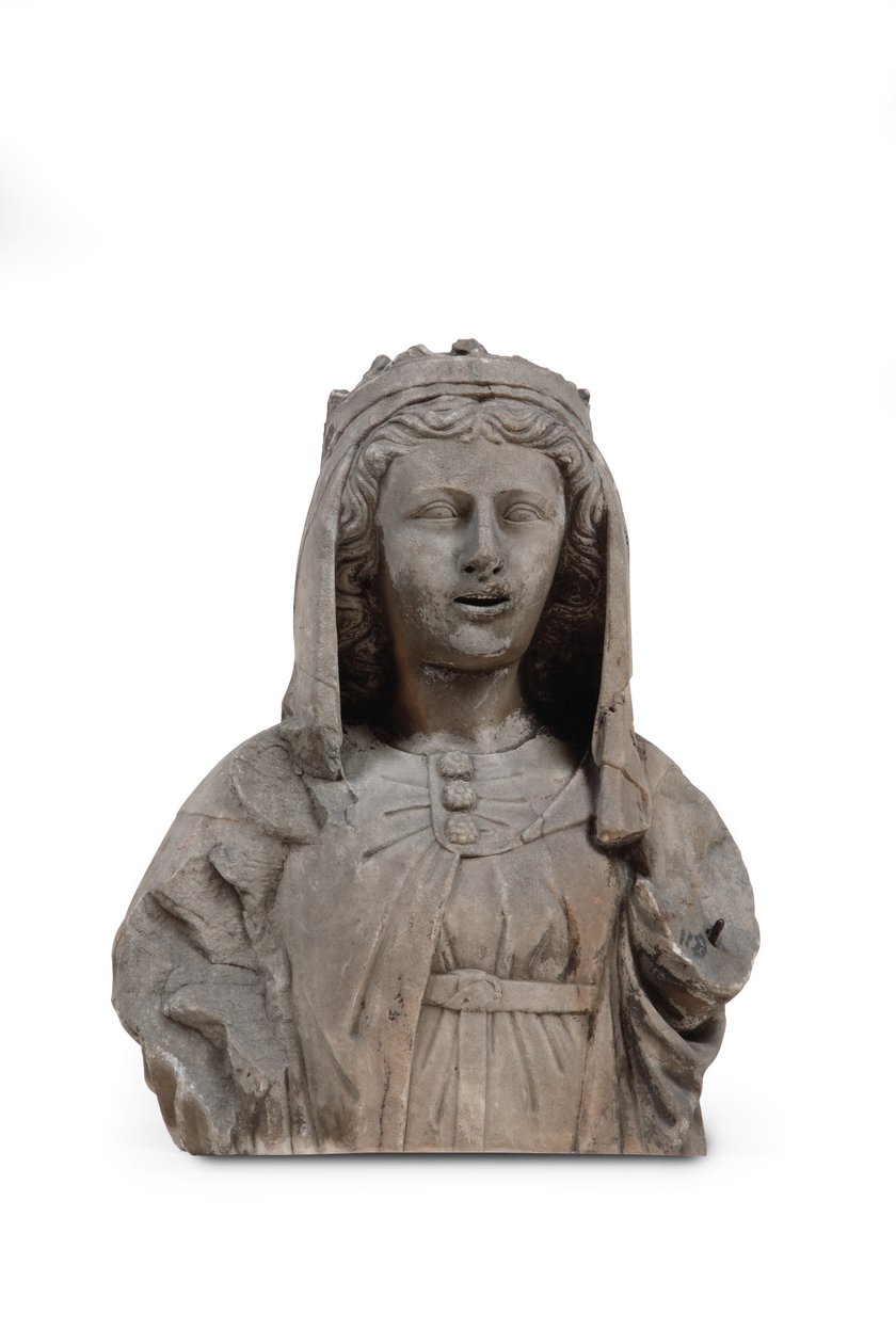 En udskåret marmorbuste af en kvindelig helgen (marmor) af Venetian School