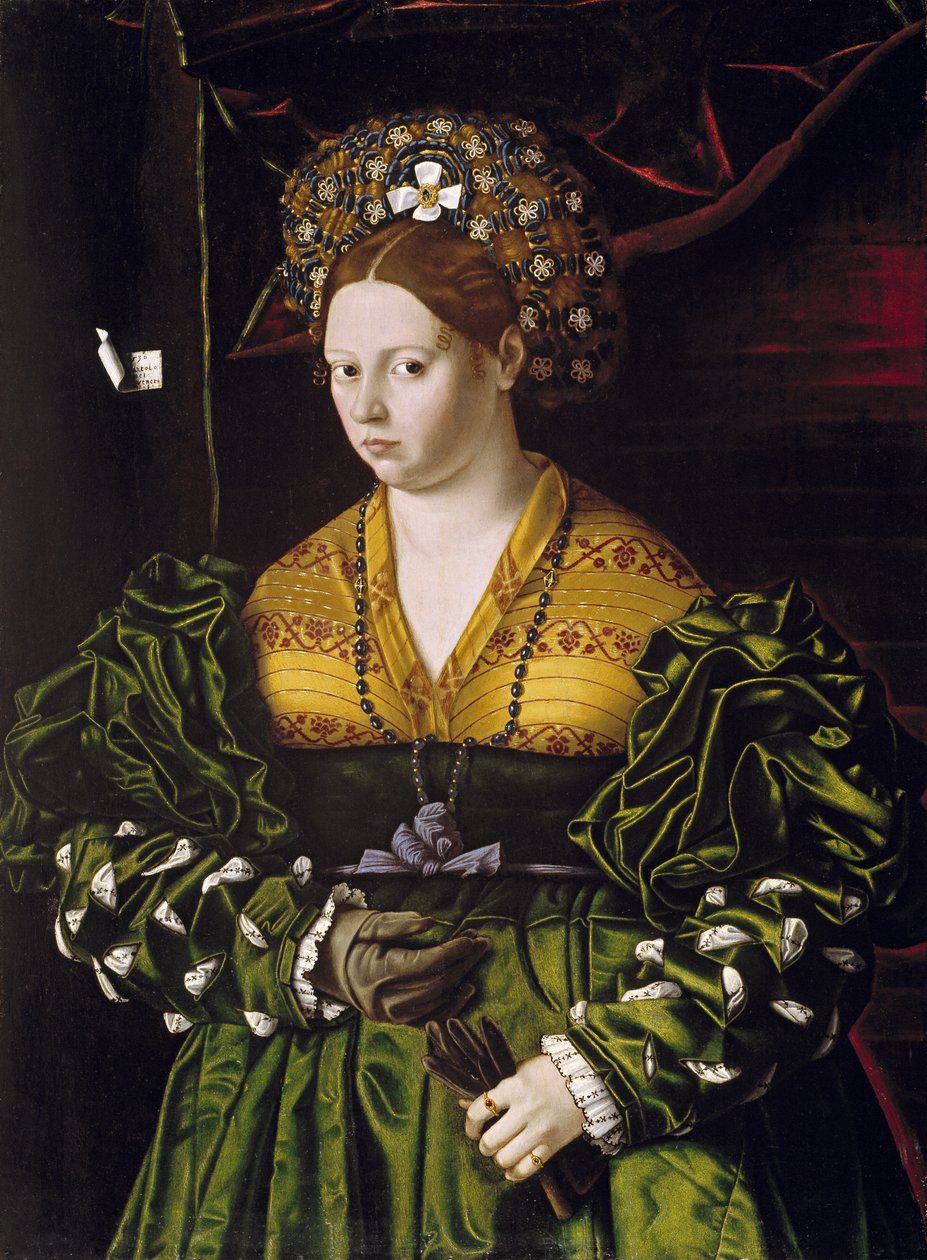 Portræt af en dame i en grøn kjole af Veneto Bartolomeo