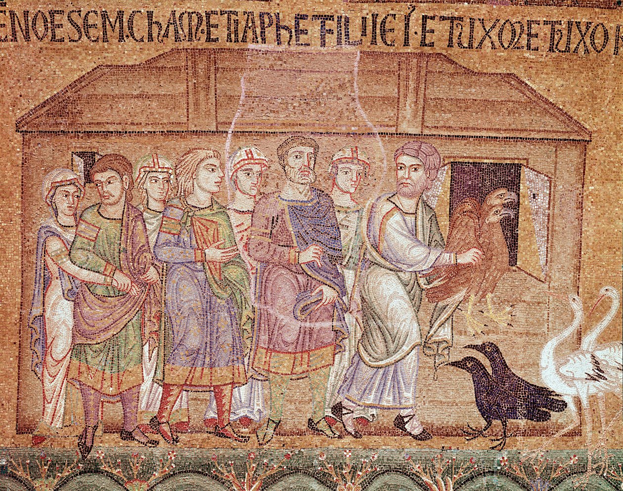 Noas liv, Noah, der leder sin familie i arken (mosaikdetalje af Veneto Byzantine School