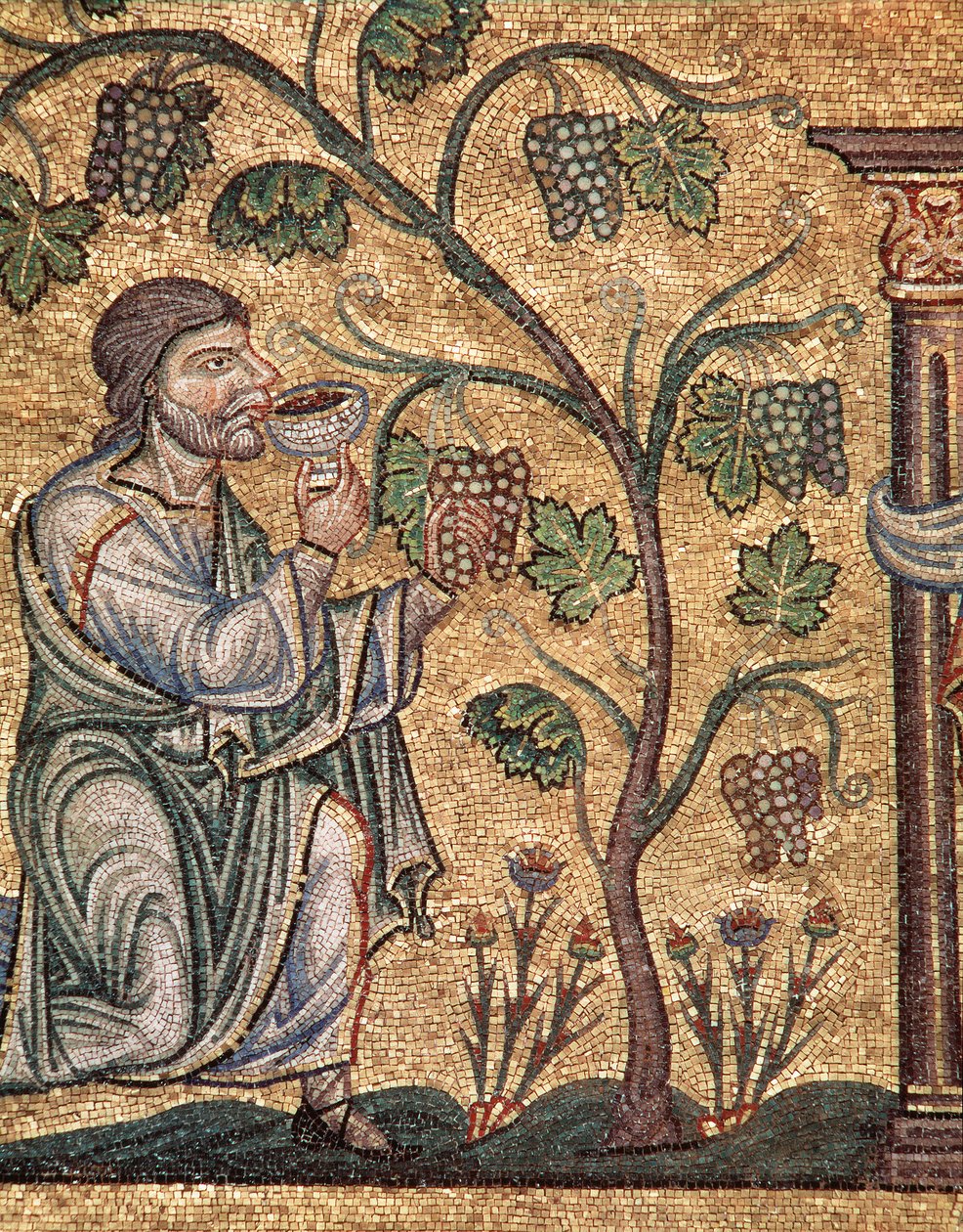Noas liv, drukkenskaben (mosaikdetalje af Veneto Byzantine School