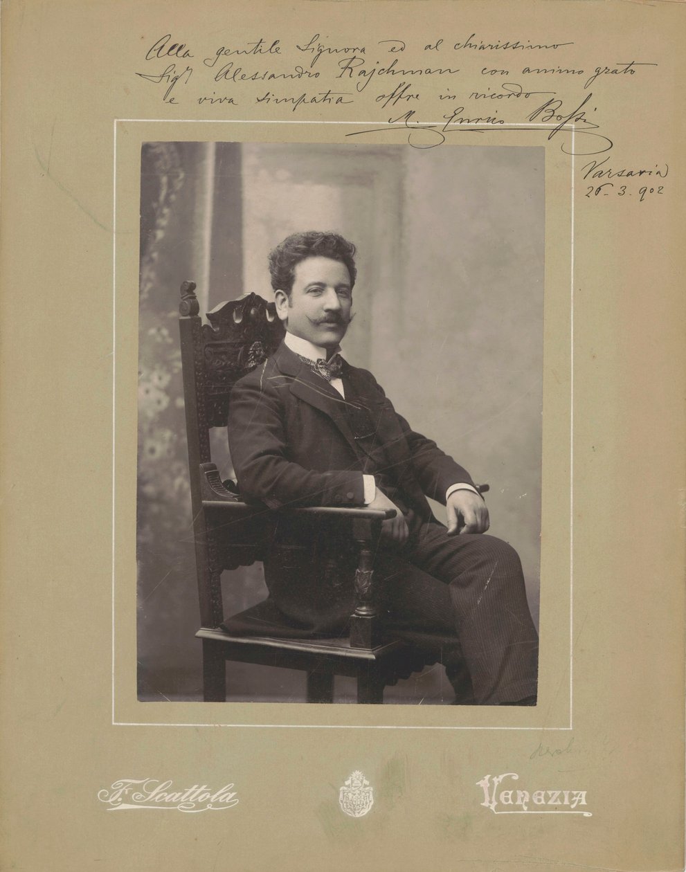 Portræt af organisten og komponisten Marco Enrico Bossi 1861-1925, ca. 1900. af Venezia . Photo studio Francesco Scattola