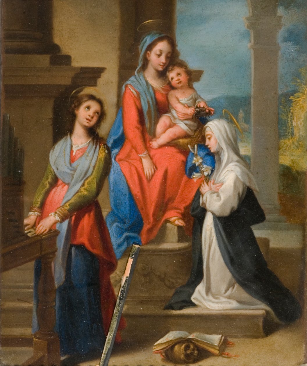 Madonna og barn med helgener (olie på metal) af Ventura di Arcangelo Salimbeni