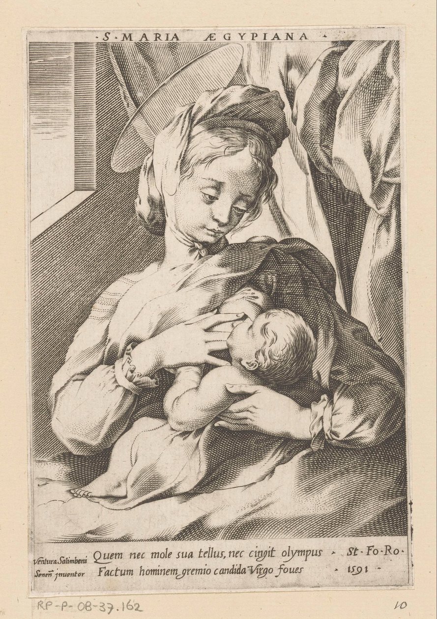 Mary, der ammer barnet S. Maria Aegypiana (titel på objekt) af Ventura Salimbeni