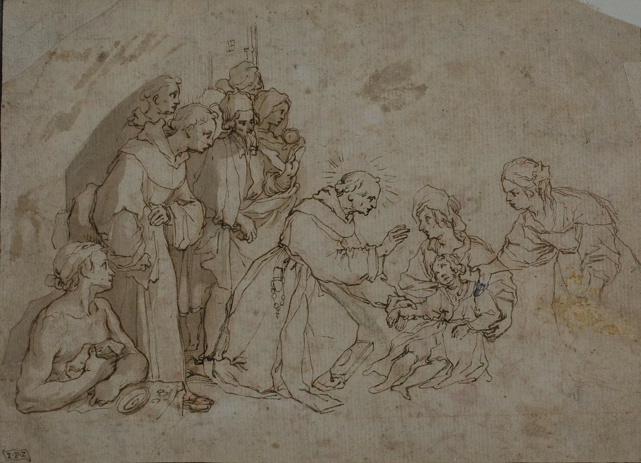 Undersøgelse for Miracle of Saint Bernardino of Siena af Ventura Salimbeni