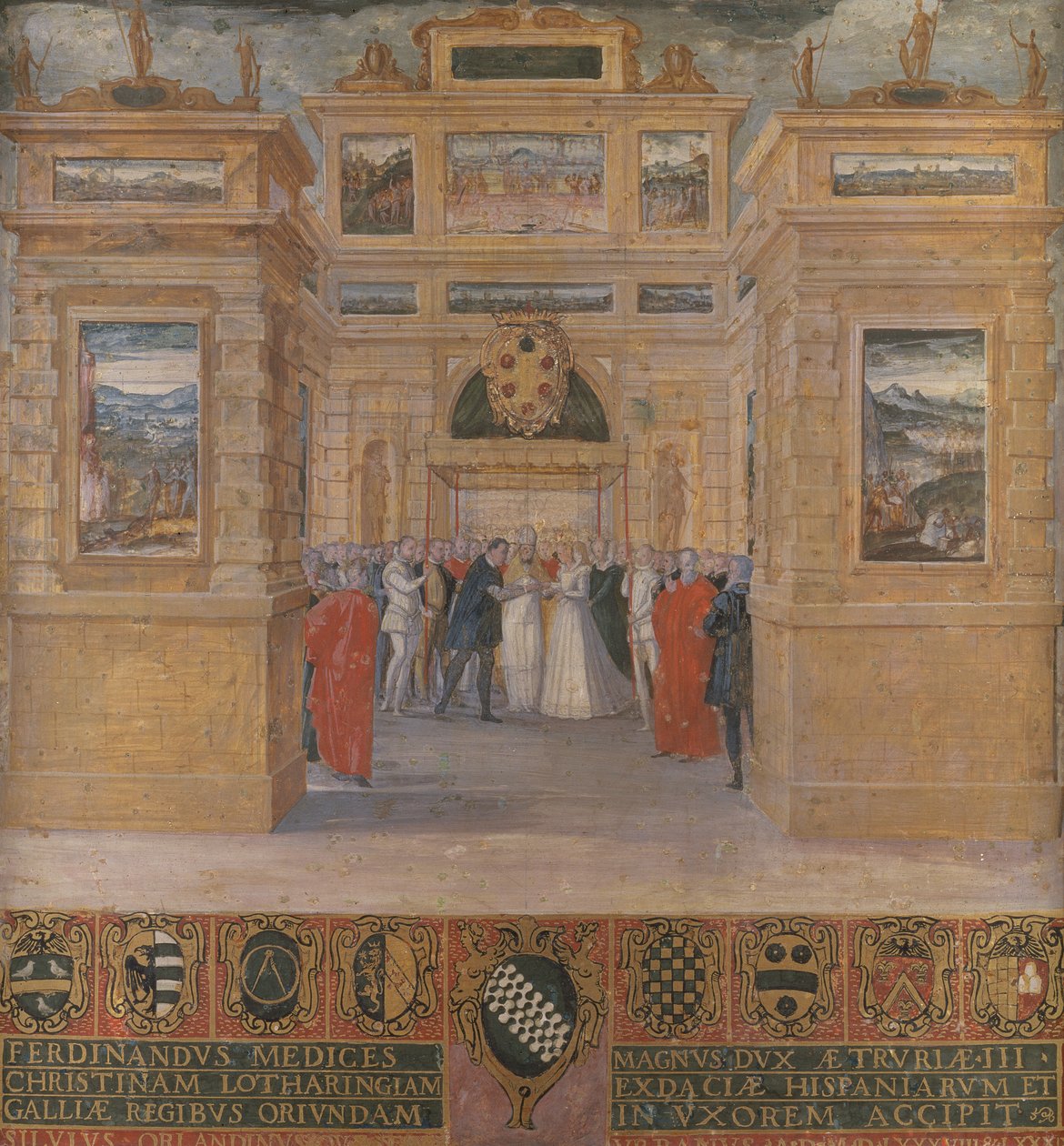 Storhertug Ferdinand I de Medicis bryllup med Christine af Lorraine af Ventura di Arcangelo Salimbeni
