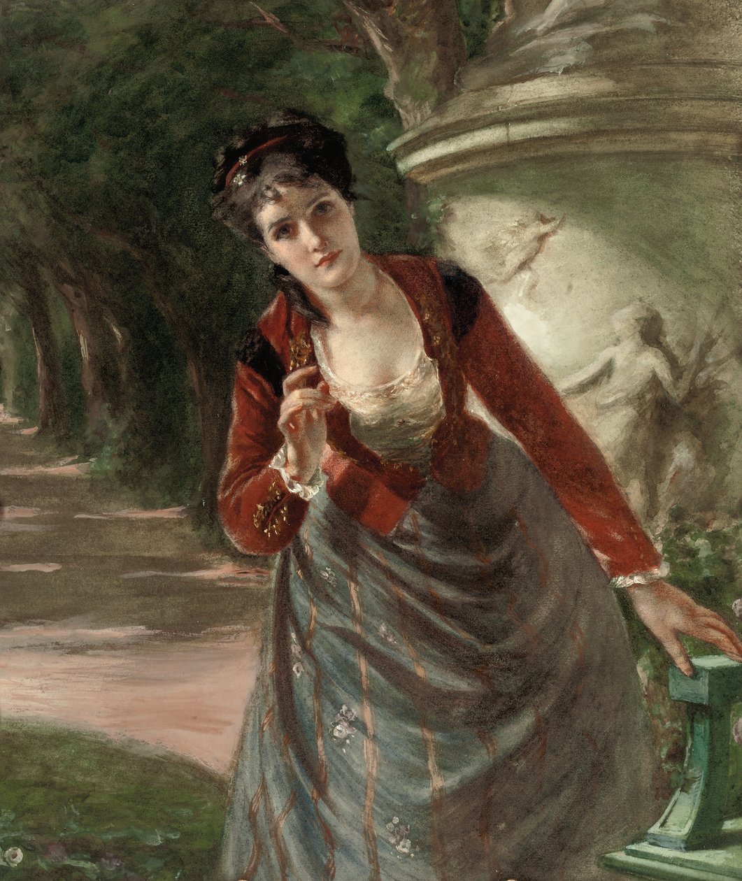 Portræt af Mary Paul Astor, hustru til William Waldorf Astor (blyant & w/c forhøjet med hvidt på papir) af Vera Christie