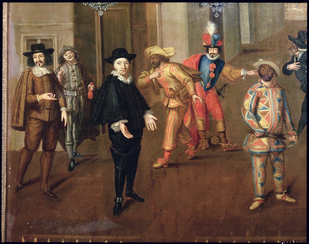 Italienske og franske komikere, der spiller i farcer, 1670 (detaljer) (se også 155316) af Verio