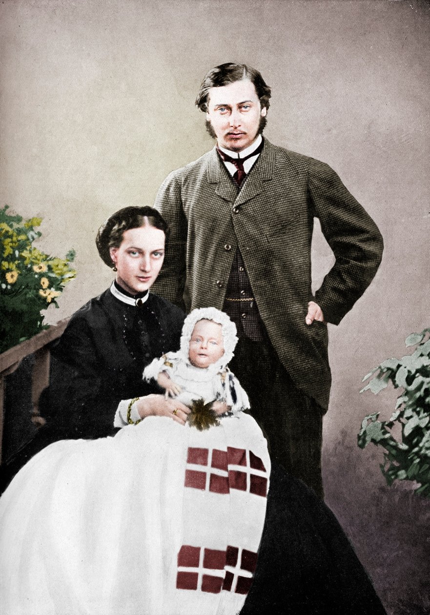 Prinsen og Prinsessen af Wales med spædbarnet Prins Albert Victor, 1864 1910 af Vernon Heath