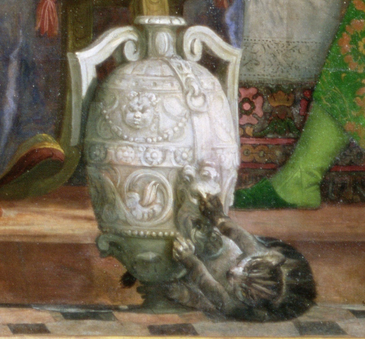 Kat og vase, detalje fra Bryllupsfesten i Kana, ca. 1562 olie på lærred detalje af 94932 af Paolo Veronese