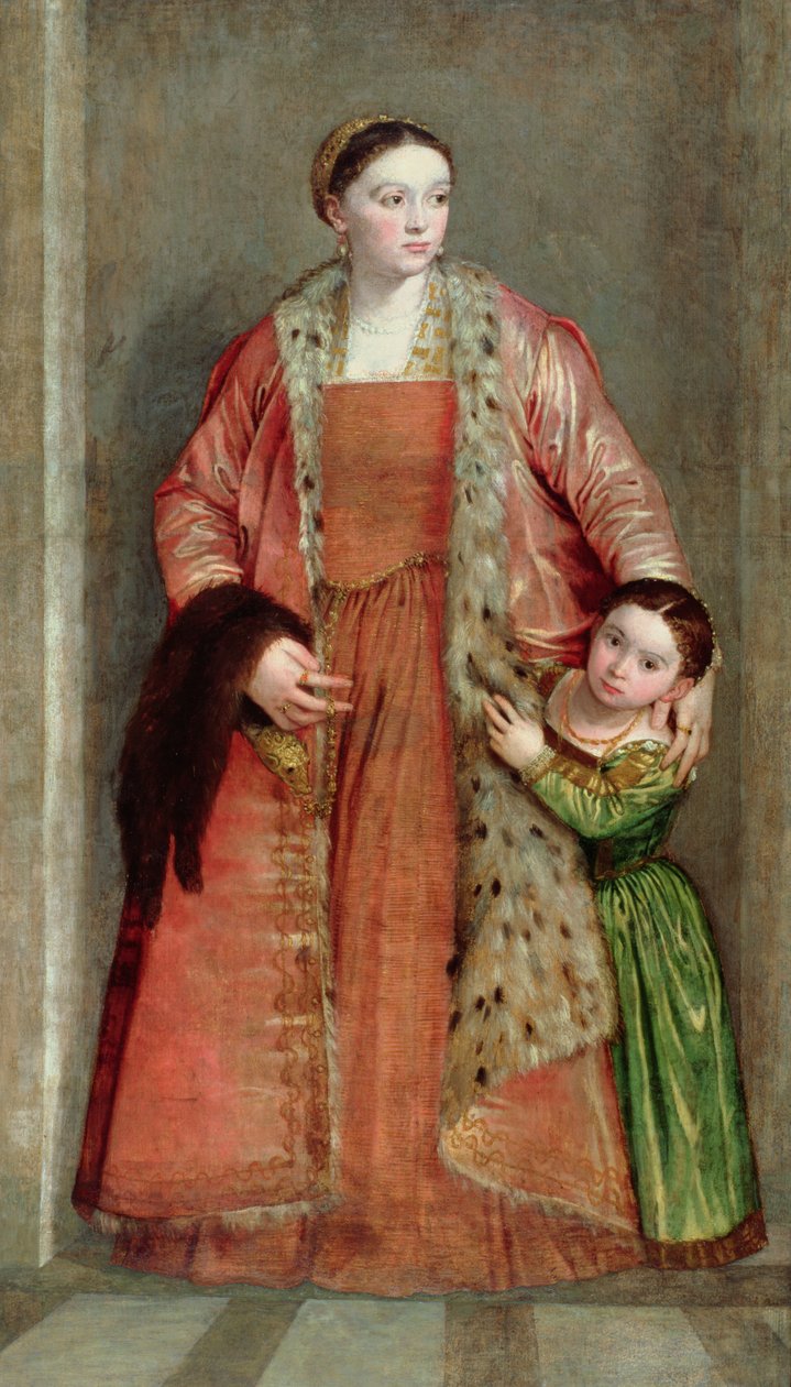 Portræt af grevinde Livia da Porto Thiene og hendes datter, Portia, ca. 1551 af Paolo Veronese