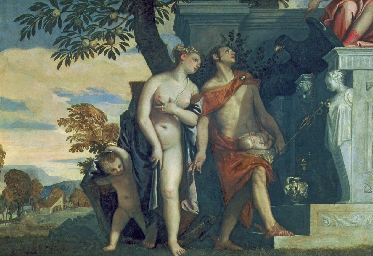 Venus og Merkur præsenterer sin søn Anteros for Jupiter af Paolo Veronese