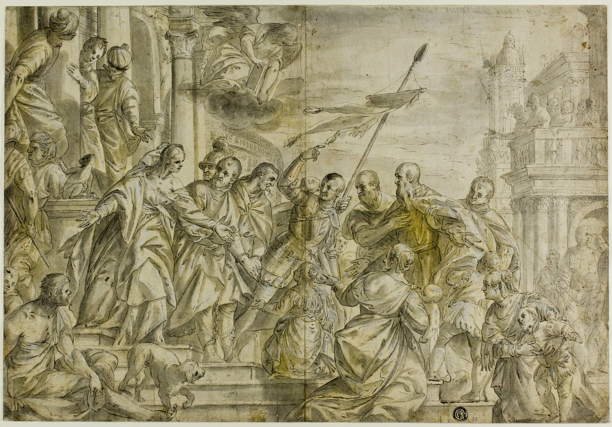 De hellige Markus og Marcellian blev henrettet, mens de blev trøstet af Sankt Sebastian af Veronese (Paolo Caliari)