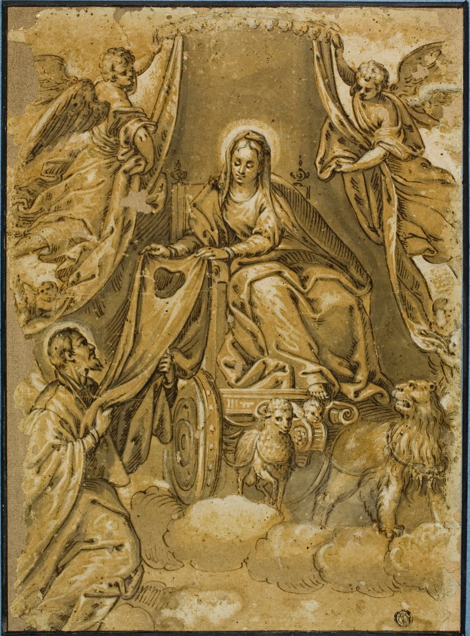 Jomfru Maria overrækker skulderblad til Saint Simon Stock af Veronese (Paolo Caliari)