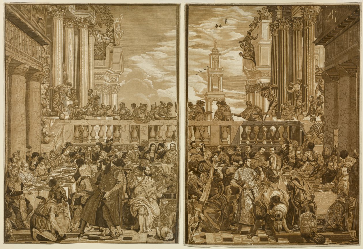 Ægteskabet i Cana, indgraveret af John Baptist Jackson af Veronese