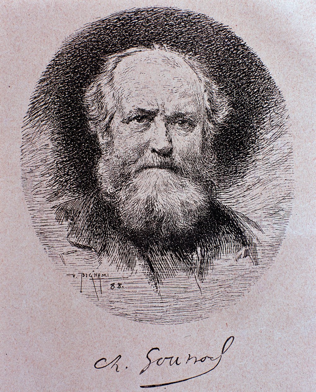 Portræt af Charles Gounod (tegning af Vespasiano Bignami