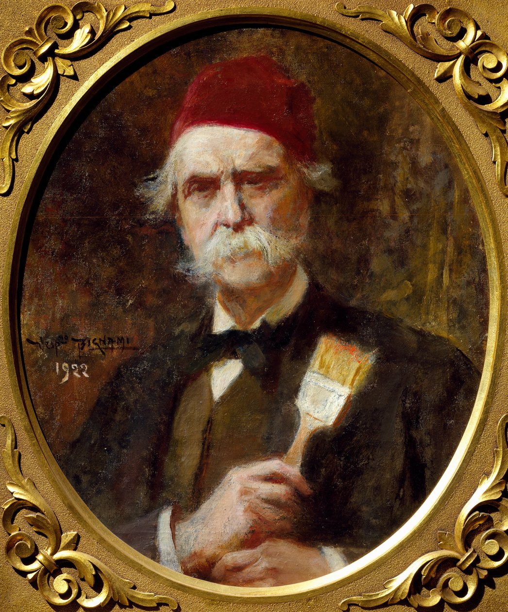 Selvportræt af Vespasiano Bignami (1841-1929), olie på lærred, 55x62 cm af Vespasiano Bignami
