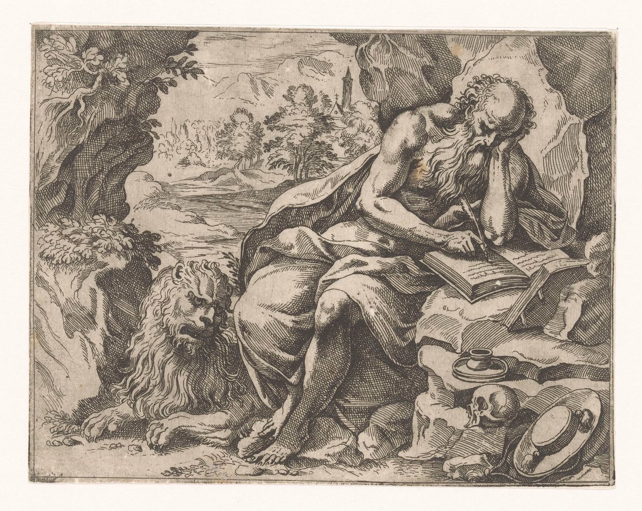 Sankt Hieronymus i ørkenen af Vespasiano Strada (attributed to)