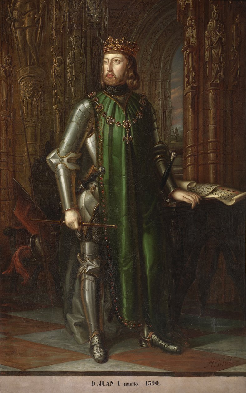 Portræt af kong John I af Castilla (1358-1390) (Portræt af kong John I af Castilla) Maleri af Vicente Arbiol y Rodriguez (1812-1876) 1848 Palace of las Cortes, Madrid af Vicente Arbiol y Rodríguez