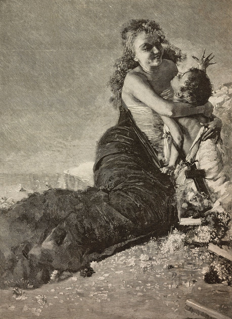 Renæssance, mor med barn, fra maleri af Vincenzo Irolli af Vicenzo (after) Irolli