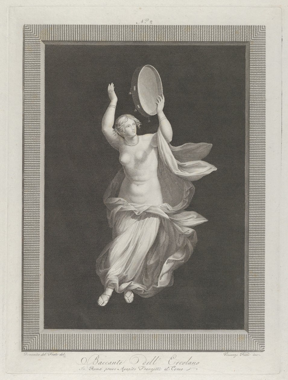 En delvis nøgen bacchante, der spiller en tamburin, ca. 1795-1820 af Vicenzo Feoli