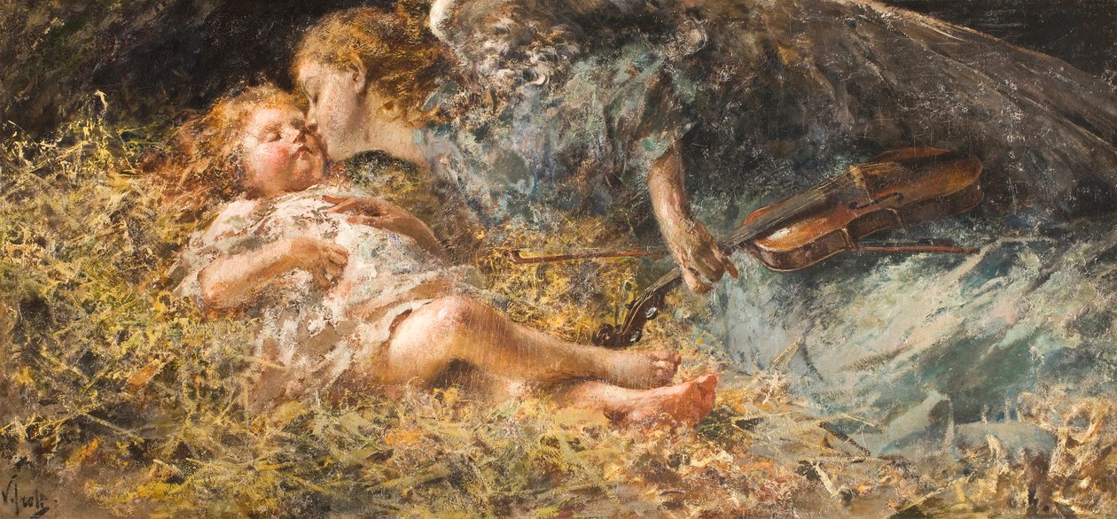 Musikerengelen Maleri af Vincenzo Irolli (1860-1949) 1900 privat samling af Vicenzo Irolli
