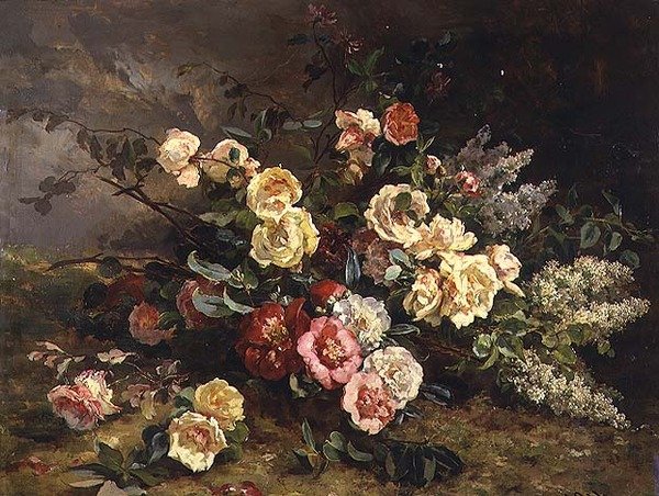 Stilleben med blomster af Victoire Leclaire