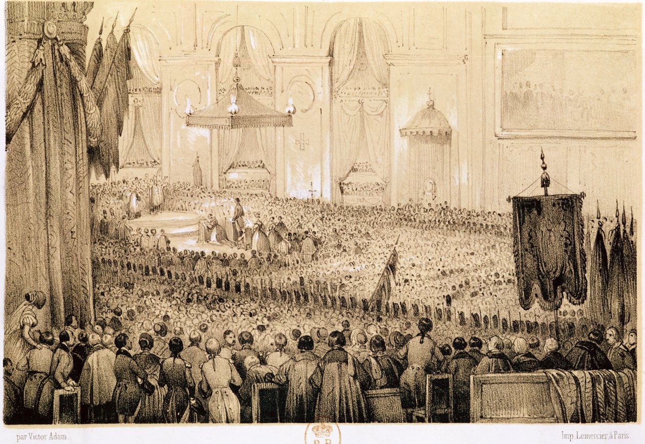 Genoprettelse af kulten: A Te Deum ved Notre-Dame de Paris, 18. april 1802 af Victor Adam