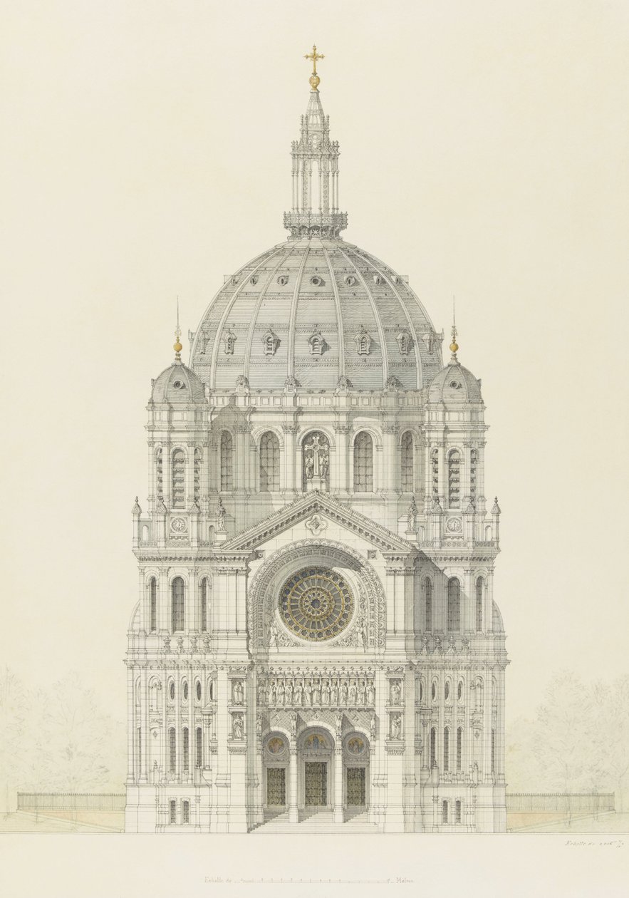 Church of Saint Augustin, Paris, forhøjning af hovedfacaden af Victor Baltard
