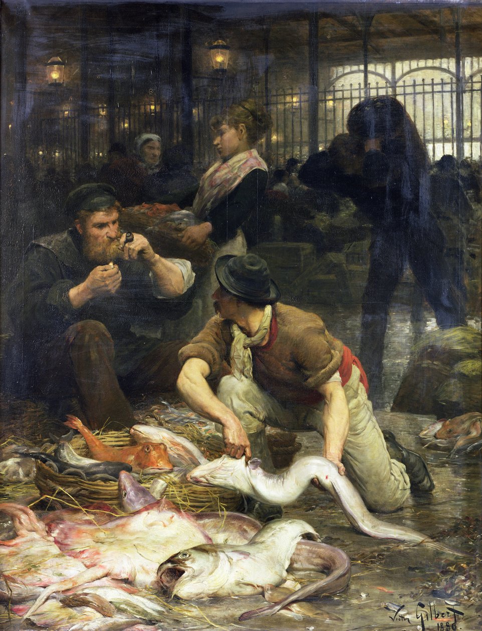 Fiskemarkedet om morgenen, 1880 af Victor Gabriel Gilbert