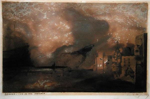 Et af mine slotte i Spanien, 1847 (pen & blæk og vask på papir) af Victor Hugo