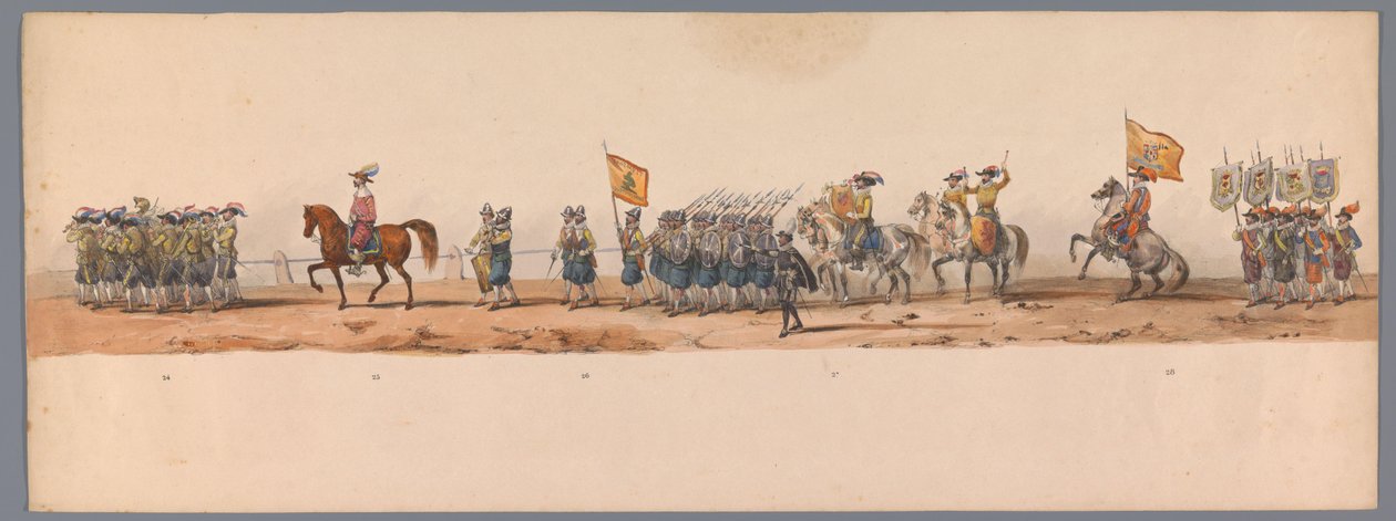 Historisk procession ved det andet hundrede år for Utrecht University of Applied Sciences, 1836 (plade 7) De hollandske hæres anløb til Oostende, 3. juli 1600, dagen efter sejren ved Nieuwpoort; ifølge den udklædte fremstilling givet af H H Student af Victor Adam