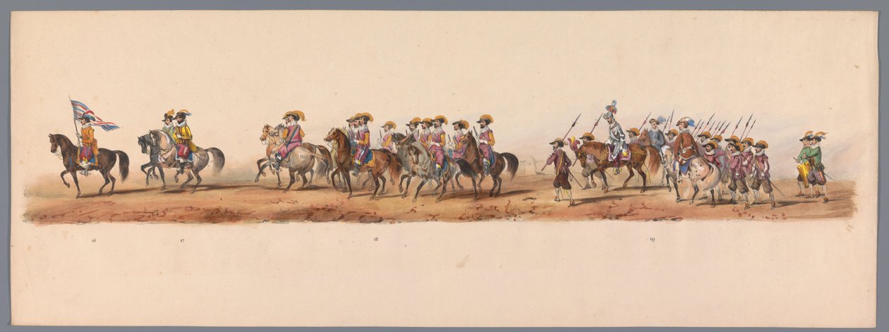 Historisk procession ved det andet hundrede år for Utrecht University of Applied Sciences, 1836 (plade 5) De hollandske hæres anløb til Oostende, 3. juli 1600, dagen efter sejren ved Nieuwpoort; ifølge den udklædte fremstilling givet af H H Student af Victor Adam