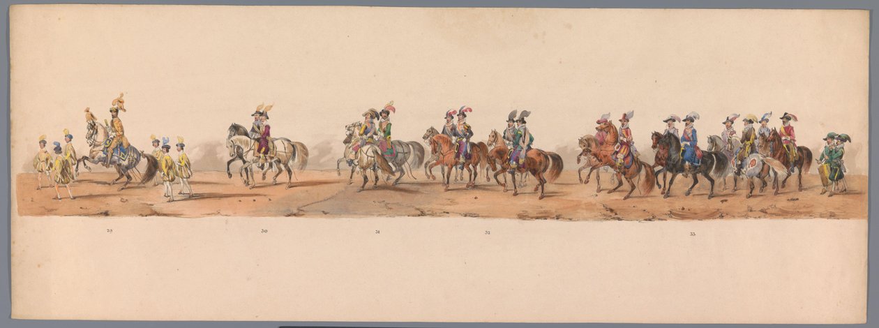 Historisk procession ved det andet århundrede for Utrecht University of Applied Sciences, 1836 (plade 8) De hollandske hæres anløb til Oostende, 3. juli 1600, dagen efter sejren ved Nieuwpoort; ifølge den udklædte fremstilling givet af H H Student af Victor Adam