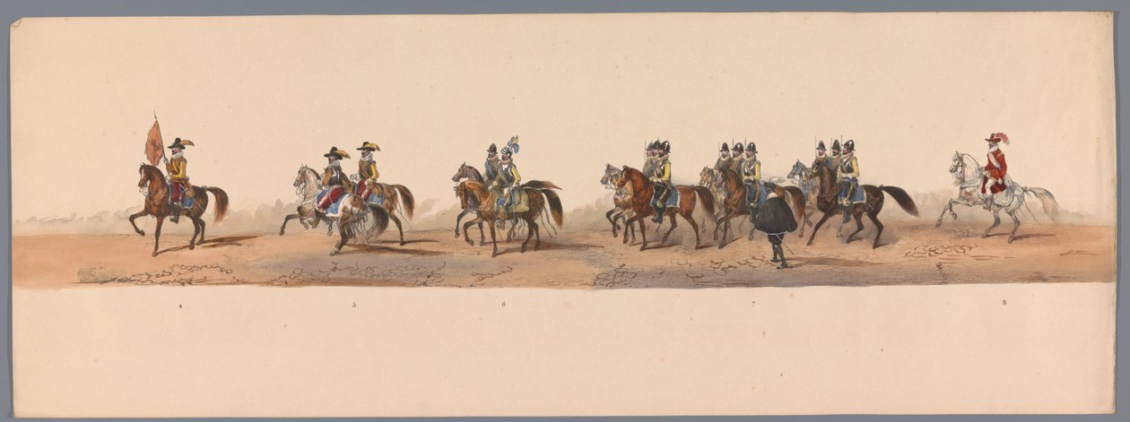 Historisk procession ved det andet århundrede for Utrecht University of Applied Sciences, 1836 (plade 2) De hollandske hæres anløb til Oostende, 3. juli 1600, dagen efter sejren ved Nieuwpoort; ifølge den udklædte fremstilling givet af H H Student af Victor Adam