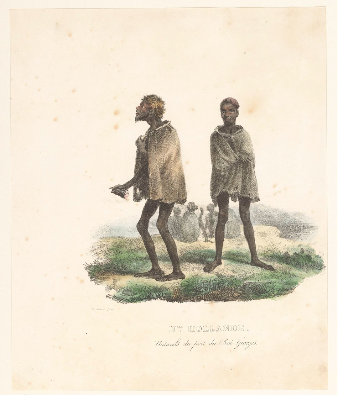 Beklædning af beboerne i King George Sound (det vestlige Australien) Nlle. Hollande. Naturels du port du Roi Georges (titel på objektet) Voyage of Discovery of the Astrolabe (serietitel) Voyage de découvertes de l