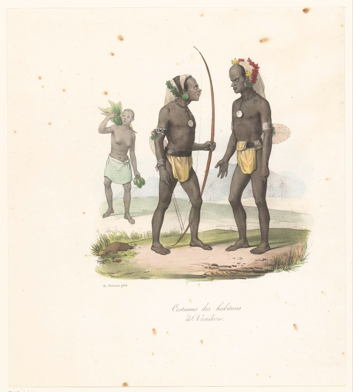 Tøj af indbyggerne i Vanikoro Costumes des habitans de Vanikoro (titel på objekt) Voyage of Discovery of the Astrolabe (serietitel) Voyage de découvertes de l