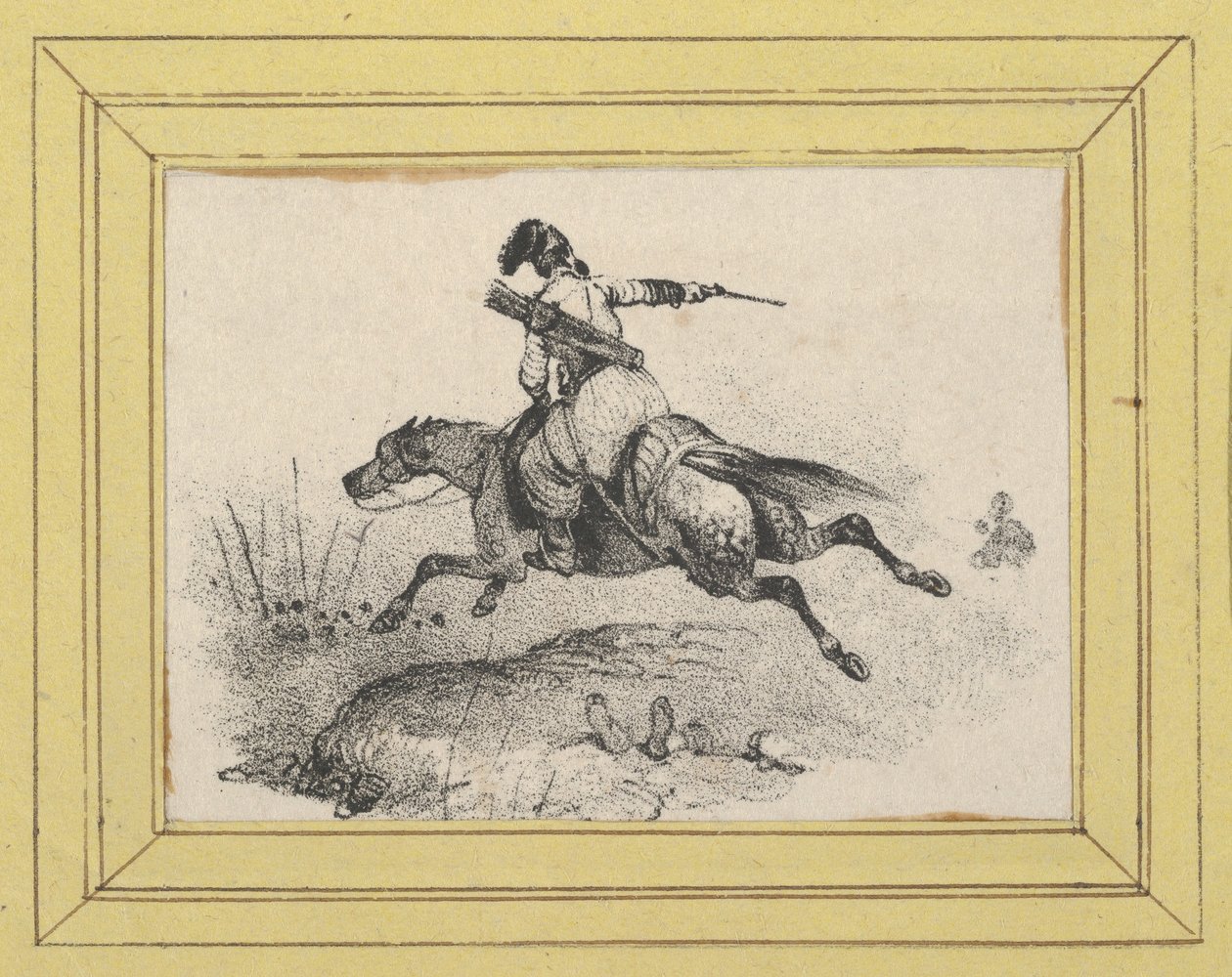 Soldat auf galoppierendem Pferd af Victor Adam