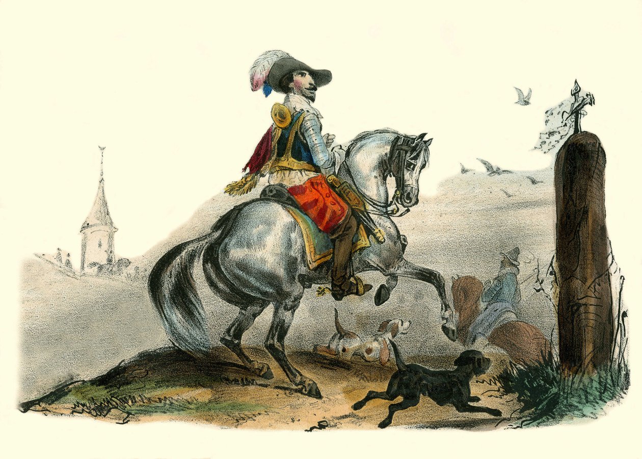 Viscount of Sommiere, Languedoc-herre og landherre. I "" Album Grotesque, Choices of Outstanding Types", illustrationer af Victor Adam, Paris, omkring 1850. af Victor Adam