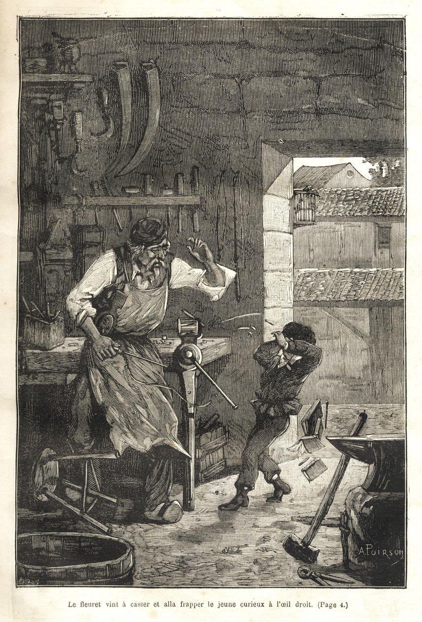 Biographie populaire illustrée de Gambetta - Folien knækkede og ramte den unge tilskuer i øjet af Victor Armand Poirson