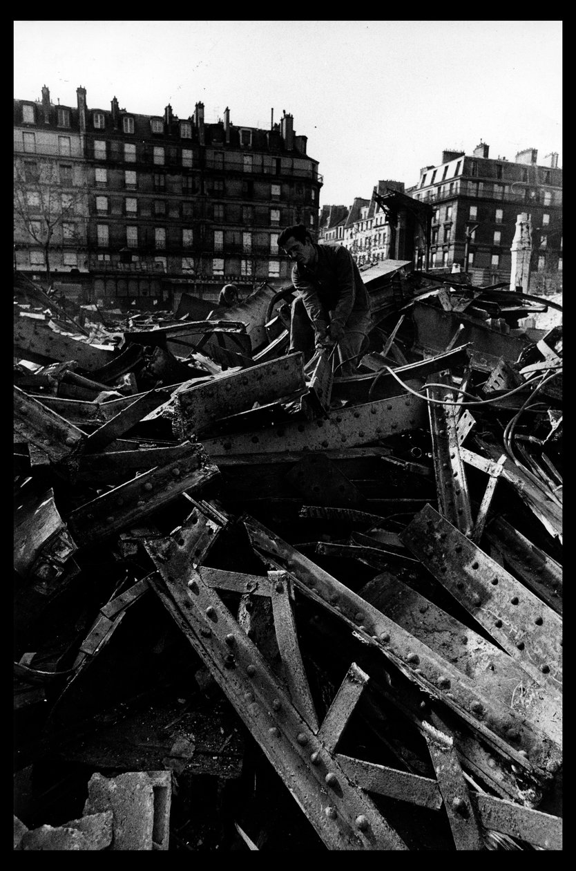 Nedrivning af det centrale marked i Paris, i august 1971 (s/h foto) af Victor Baltard
