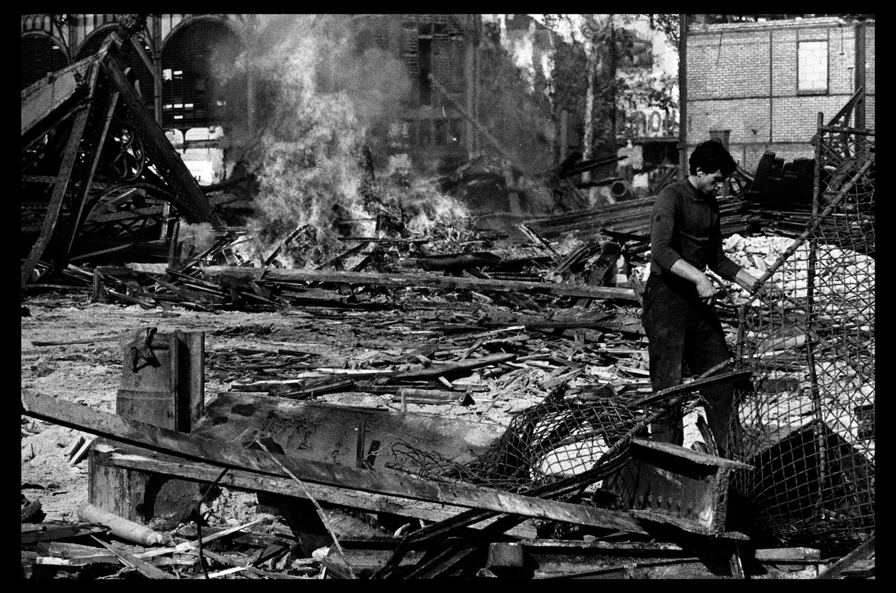 Nedrivning af det centrale marked i Paris i august 1971 (s/h foto) af Victor Baltard