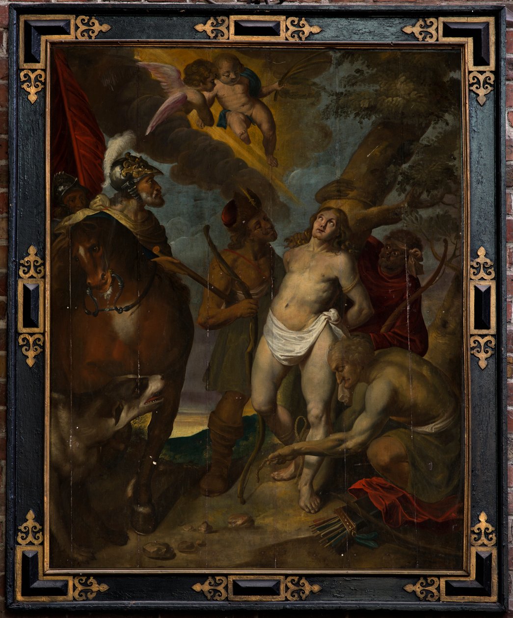 Sognekirke (Parochiekerk Sint-Walburga). Maleri.Victor Boucquet (?). Sankt Sebastian. Olie på panel. af Victor Boucquet