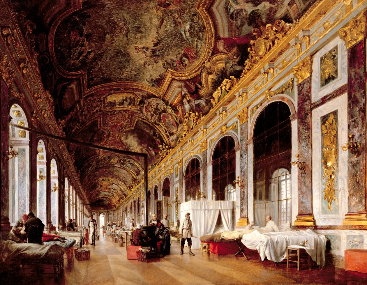 Spejlsalen i Versailles blev brugt som militærhospital til pleje af sårede preussere i 1871 af Victor Buchereau