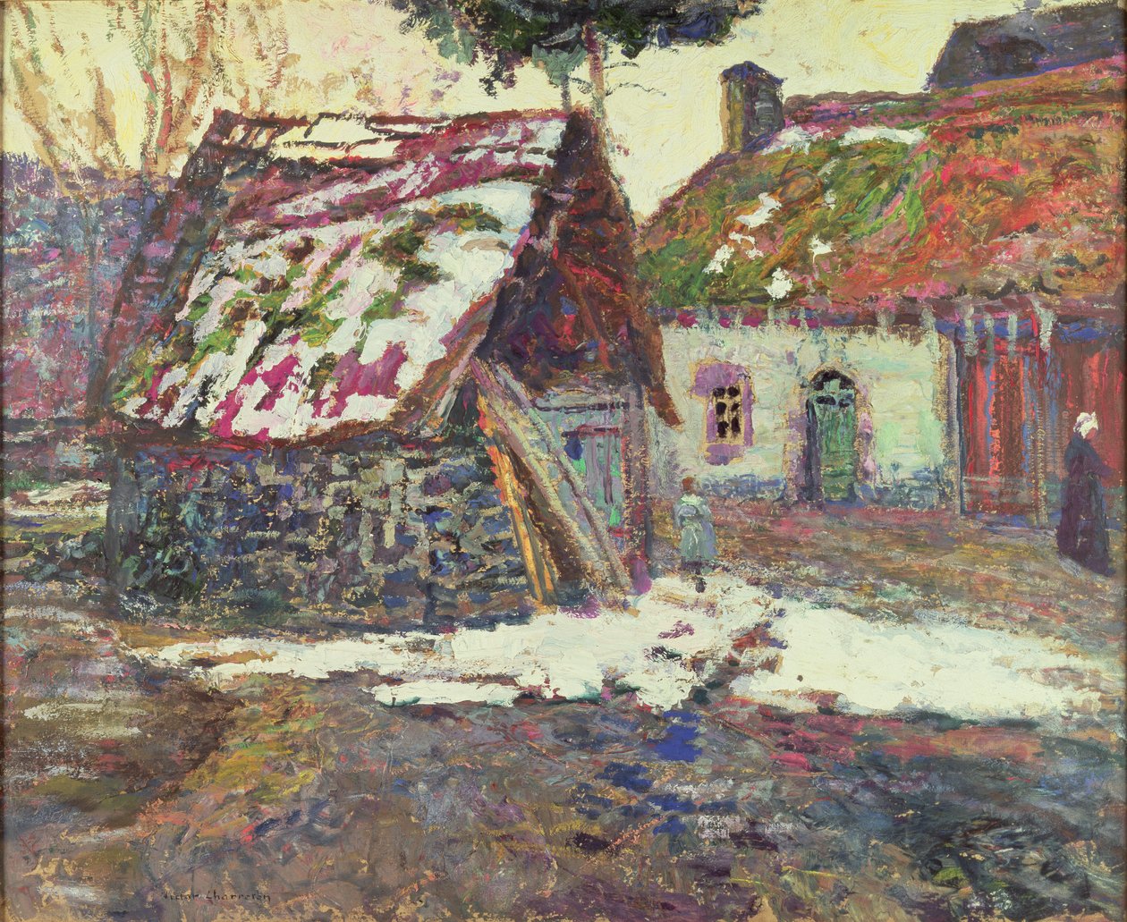 Effekten af sne (olie på pap) af Victor Charreton