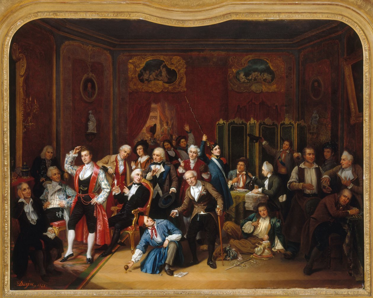 Skuespilleren Hugues Bouffé (1800-1888), repræsenteret i kostumerne til sine hovedroller, i sit omklædningsrum på Théâtre des Variétés af Victor Darjou