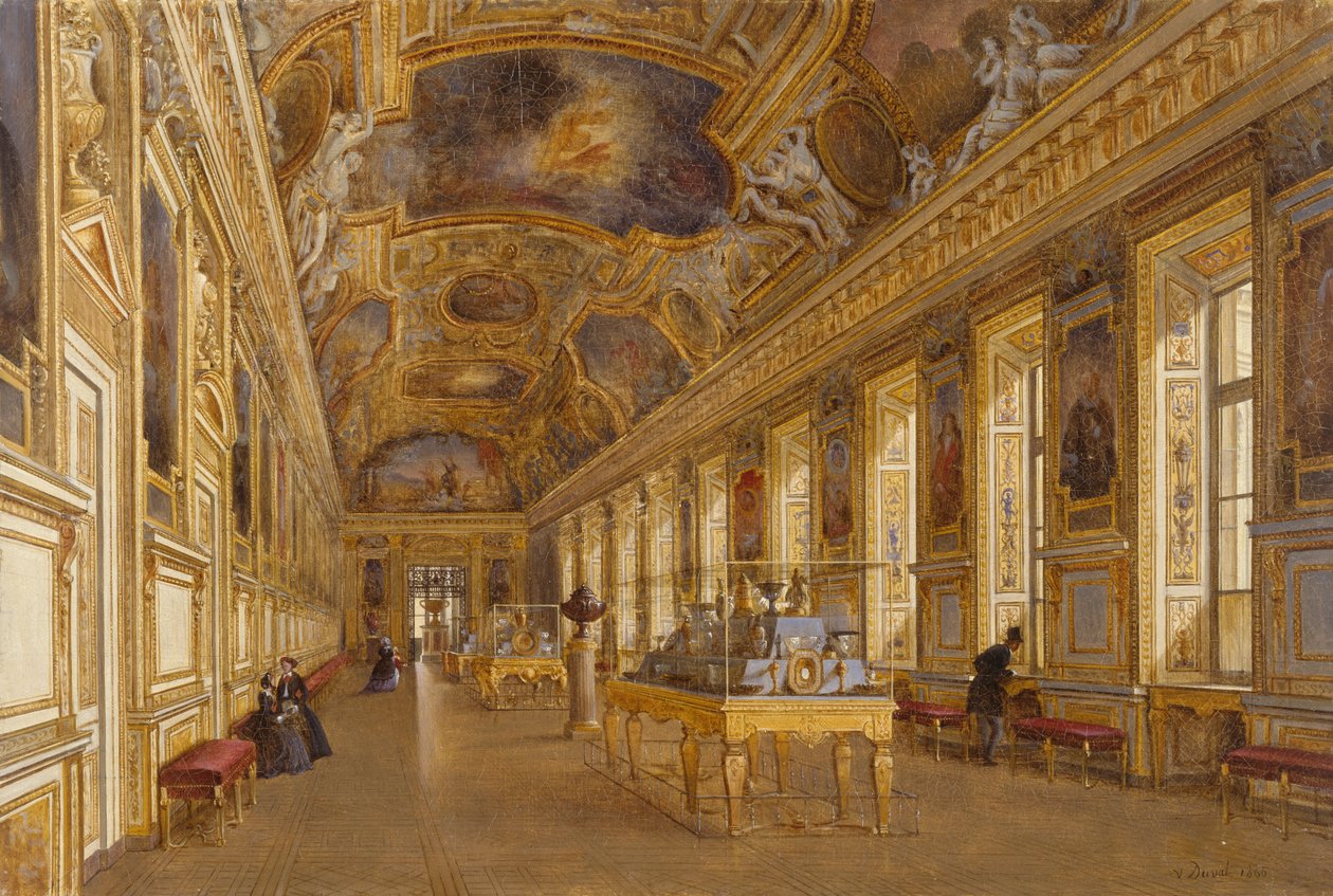 Udsigt over Apollons store galleri på Musee du Louvre (olie på lærred) af Victor Duval